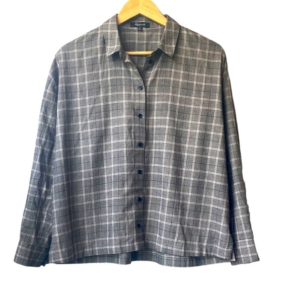 Madewell Plaid Button Down Shirt Size M Preppy Dark Academia Boyfriend Long - Picture 4 of 9